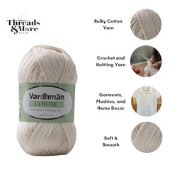Vardhman Threads Cotone DK Weight Yarn - 51% Cotton 49% Acrylic Blend - 100g Ball 250m Length - Perfect for Knitting Crochet Amigurumi (Turquoise Blue)