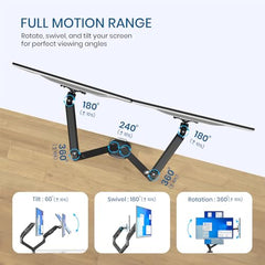 Portronics Aerolift Solo Gas Spring Monitor Arm, Desk Mount for 13–32 Inch Screens, VESA 75x75 & 100x100 mm, Full Motion Tilt/Swivel/Rotation, C-Clamp & Grommet Installation, Aluminium Build