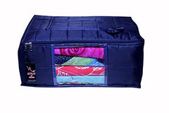 VR ATULIT BY CHOOSY 12 Flap Saree Bag | Clothes Storage Bag for Sarees, Blankets | Large Storage Bag for Clothes with Transparent Zip Covers | Foldable Quilted Bag Organizer with Handle for Wardrobe