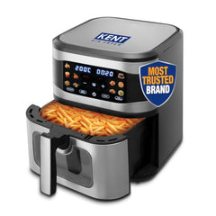 KENT Digital Air Fryer 5L | 1400W | Bake, Grill & Roast | Up to 80% Less Oil Usage | 8 Preset Menu | Rapid Heat Circulation | Digital Display & Touch Control Panel | Glass Window with in built Light