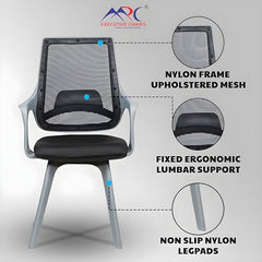 MRC Mono Ergonomic Office Chair (Mid-Back) – Revolving Breathable Mesh Desk Chair for Work from Home & Study–Lumbar Support & Heavy Duty Nylon Base (Grey & White)