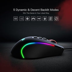 Redragon M612AK PRO RGB Gaming Mouse, 8000 DPI Wired/Wireless Optical Mouse with 9 Programmable Buttons & 7 Backlit Modes, BT & 2.4G Wireless, Software Supports DIY Keybinds Rapid Fire Button