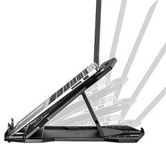 Amazon Basics ABS 2-in-1 Laptop and Mobile Stand, Ergonomic, Adjustable Height, Anti-Slip Base, Heat Dissipation, Portable, Lightweight, Compatible with All Laptops Up to 15.6" (Black)