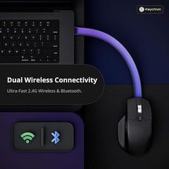 Keychron M6 Silent Wireless Gaming Mouse, 1000Hz Polling, Bluetooth 5.3/2.4GHz/Wired, PixArt 3311 Optical Sensor up to 12,000 DPI, Lightweight 3.03 oz(86g), Programmable, for Windows/Mac/Linux – Black