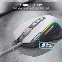 Redragon M612AK PRO RGB Gaming Mouse, 8000 DPI Wired/Wireless Optical Mouse with 9 Programmable Buttons & 7 Backlit Modes, BT & 2.4G Wireless, Software Supports DIY Keybinds Rapid Fire Button