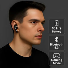 ShreeADR Premium TWS Bluetooth Wireless Earbuds with HD Sound, Noise Reduction, Gaming, Smart Touch Controls, Clear Calls & Type-C Charging Case (Black)