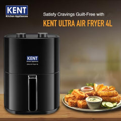 KENT Digital Air Fryer 5L | 1400W | Bake, Grill & Roast | Up to 80% Less Oil Usage | 8 Preset Menu | Rapid Heat Circulation | Digital Display & Touch Control Panel | Glass Window with in built Light