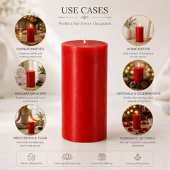 C Lal & Sons Silver Pillar Candle 2x2 Inch | Long Burning Decorative Wax Candle | 20H Burn Time | Unscented Candle for Home Décor, Wedding Decoration, Prayer, Meditation, Festivals & Romantic Ambience