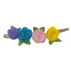 MOMISY Headbands Rose Soft Synthetic Hair bands for Girls, kids, Infants and Toddlers (PplBluPnkYlo-St1)