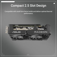 ASUS Dual Radeon RX 9060 XT 8GB GDDR6 Graphics Card, PCIe 5.0, HDMI 2.1b, DisplayPort 2.1a, 2.5-Slot Design, Axial-tech Fan Design, 0dB Technology