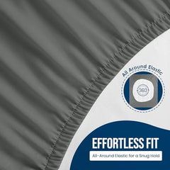 9villa 100% Waterproof Premium Cotton Feel Mattress Protector | Ultra Soft Breathable & Hypoallergenic Fitted Bed Protector Terry Cover (Grey, Single Bed 72 x 36,6 x 3 Feet)