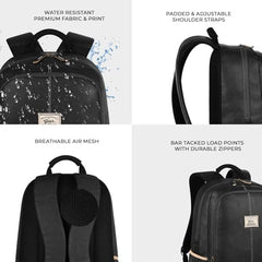Gear Classic Anti Theft Faux Leather 14 cms Black Laptop Backpack (LBPCLSLTH0101)