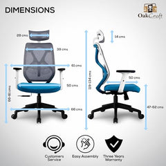 Oakcraft Hurricane Premium Ergonomic Office Chair | Dynamic 2D Lumbar Support | High-Back Executive Chair for Office, Home & Workstation