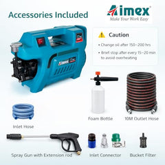 Aimex D7 Plus 2200W High Pressure Car Washer, 150 Bar, 100% Pure Copper Motor, 10L/Min High Water Flow, 10 Meter Hose Pipe, Foam Cannon, Portable Pressure Washer for Car, Bike, Garden & Home Cleaning