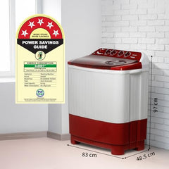 SHARP 9.0 kg, 5 star, Semi-Automatic Top Loading Washing Machine with HydroBlast Wash, Quadroniq Pulsator, 1300 RPM (ES-SD90NB-PR, Ruby Red, Pure Wave)