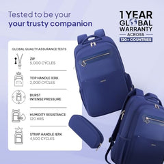 American Tourister Jit+ 2.0 Style 02, 25L Office 3 Compartment Laptop Backpack With Cable Organizer Pouch, USB Charging Port, Trolley Strap & Rain Cover For Unisex, Men & Women - Deep Blue
