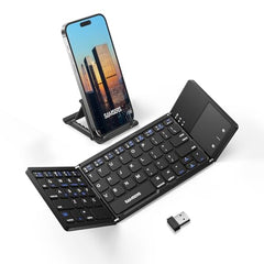 Samsers Foldable Bluetooth Keyboard with Touchpad, Ultra Slim Compact,Black