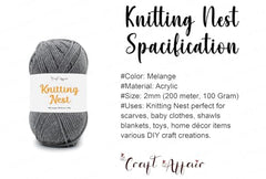 Craft Affair | Knitting Nest Acrylic Yarn (200 Meter, 100 Grams, 2mm) / Woolen Yarn/Acrylic Yarn for Knitting and Crocheting-Olive