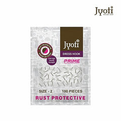 JYOTI Dress Hook (50 Hooks of 3 Wire Size 2 of Brass Material in Nickel Free Finish in a Pouch), Hooks for Ladies Blouses, Dresses, Chudidars, Children Dresses, Frocks, and Gowns - Pack of 5 Pouches