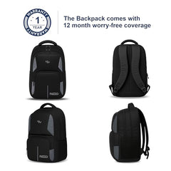 Lunar's Luxur 40L Laptop Backpack with 1 Year Warranty | Foam Padded Water Resistant School bag | Laptop Bag 15.6 Inch | Travel College bag for boys | Office bag for man (black_grey_orange)