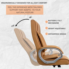 INNOWIN Profit High Back Orthopedic Boss Chair with 3 Year Limited Warranty | Leatherette Office Chair | Ergonomic Executive Chair with Spacious Cushioned Seat | Heavy Duty Metal Base | Grey