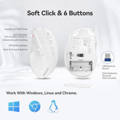 TECKNET Wireless Mouse, 2.4G Ergonomic Computer Mouse, 2600 DPI, Green
