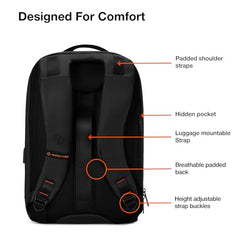 Nasher Miles Madison Passenger Workpack 22 Liters Water Resistant, Padded, Premium Reversed Polyester Black Yellow Laptop Backpack | USB charging| Unisex | Ideal For Office (Black & Yellow)