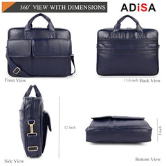 ADISA Laptop Bag for Men - Faux Leather Office Messenger Briefcase with Laptop Compartment for Work, Business, Corporate & Professional Use (LB6055)