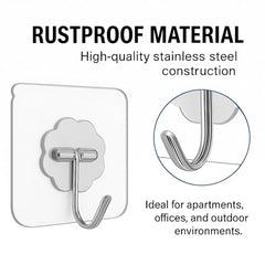 SIGNAMIO 6 Hook Shelf Adhesive Strip Wall Hanging Sticky Hook Black