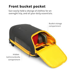 MOKOBARA Transit Backpack | Fits Laptop Up To 16 Inch, 30L Capacity, Water-Resistant Polyester, Vegan Leather Trims | Money Moves, Black