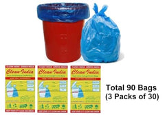 Clean India - Plastic Garbage Bags|6 Packs Of 30 Pcs | 19X21 Medium Disposable Garbage Trash Waste Dustbin Bags Of 54Cm X 48Cm (Ci19210008) - 180 Count