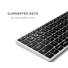 SATECHI Slim X3 Bluetooth Backlit Keyboard with Numeric Keypad – Illuminated Keys & Multi-Device Sync – for M2/ M1 MacBook Pro/Air, M2/ M1 iPad Pro/Air, M2 Mac mini, iMac M1 (Silver)