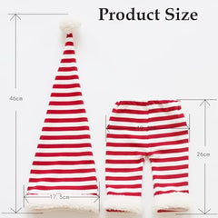 MOMISY Christmas Striped Newborn Photography Prop Set, Red and White Cap and Pants, Holiday Photo Costume