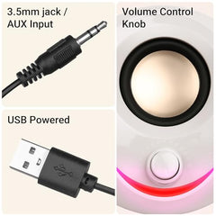 ZEBRONICS Blues 2.0 Computer Speakers, 8 Watts, 45° Elevated Drivers, Dual Passive Radiators, USB Powered, AUX, Volume Control Knob, RGB LED, for Laptops & Desktop (Black)
