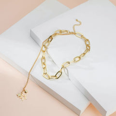 SYGA Metal Punk Style Acrylic Chain Buckle Fashion Necklace Jewellery For Women, Engagement, Gift, Party -Golden