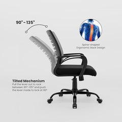 Green Soul Atom | Ergonomic Office Chair for Home & Office | 12 Months Warranty | Comfortable & Spacious Seat | Rocking-tilt Mechanism | Heavy Duty Metal Base (Black)