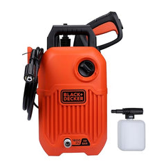 BLACK+DECKER BEPW1600 1300W 1600 PSI 110 Bar Pressure Washer for Car, Bike, Home & Garden Cleaning Use with Multiple Accessories Included, 1 Year Warranty, Orange & Black