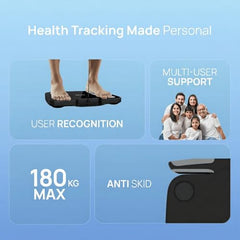 FITTR SENSE Smart Scale Pro, Tracks 50+ Health Metrics, Body Composition, Heart Rate, Body Fat Analysis and More, Auto Identifies User, Seamless FITTR App Sync, Black