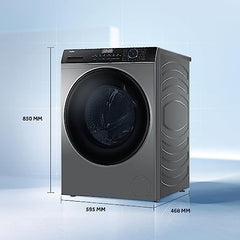 Haier 8 Kg 5 Star Inverter Direct Motion Motor Fully Automatic Front Load Washing Machine (HW80-IM1479CS8U1, 525 Super Drum, Puri Steam, Dark Jade Silver)