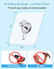 VARENYYA Hanging Hooks Without Drilling, Self Adhesive Hooks for Wall Heavy Duty Strong Nail Free, Kitchen Accessories Items (Hanging Hook, Transparent) Stainless Steel (Flower Hook, 10-pcs)