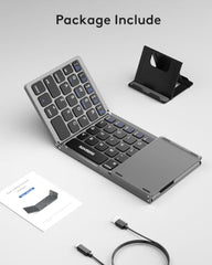 Samsers Foldable Bluetooth Keyboard with Touchpad, Ultra Slim Compact,Black