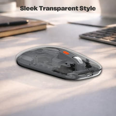 Amkette Epic TP Advanced Transparent Wireless Mouse/Bluetooth Mouse Rechargeable, USB-A+USB-C Nano Receiver, 3200DPI, Type-C Charging, 3 Device Connectivity for Laptop, PC, MacBook, Tablet & More