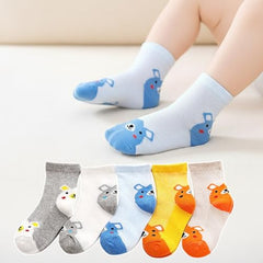 MOMISY 5 Pairs Baby Girl Boys Tube Socks Toddlers Infant Solid Color Boat Spring and Autumn Socks Stretch Baby Sock - Multicolor (IN, Age, 1 Year, 2 Years, Bear/)