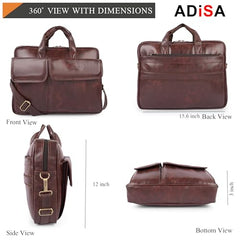 ADISA Laptop Bag for Men - Faux Leather Office Messenger Briefcase with Laptop Compartment for Work, Business, Corporate & Professional Use (LB6055)