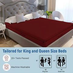 La Verne 100% Waterproof Premium Cotton Feel Mattress Protector Queen Size 78 x 60 Inches | Breathable and Hypoallergenic Ultra Soft Fitted Bed Protector Cover
