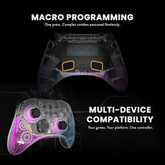 Cosmic Byte Stellaris Controller, 3 Modes Wifi + Bluetooth + Wired for PC, iOS, Android, Hall Effect Trigger and Upgraded TMR Joystick, Macros, 1000mAh Battery, RGB LED, Software Support (Black)