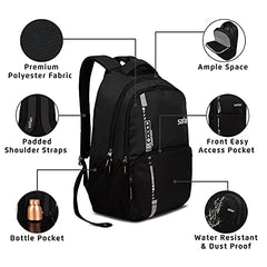 Safari Quill Large Laptop Backpack 26 Ltrs Water Resistant Fabric - Black