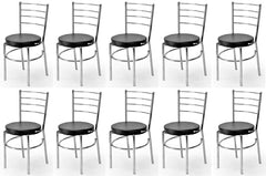 RATISON Office Visitor Study Chair Home Restaurant Steel Multipurpose with a Leather Cushion Steel Chrome Chair with Ring (Green, 6)