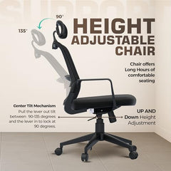 Da URBAN® Dysen Office Chair, High Back Mesh Ergonomic Home Office Desk Chair with 1 Year Warranty,Tilt Lock Mechanism (Grey)