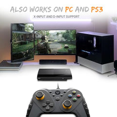 EvoFox Elite Ops Wired Gaming Controller for PC, Android TV and PS3 with 2.4m Long Cable | Dual Vibration Rumble Motors | Zero Lag Connectivity with Plug and Play functionality |2.4m Long Cable, X-Input & D-Input | Black